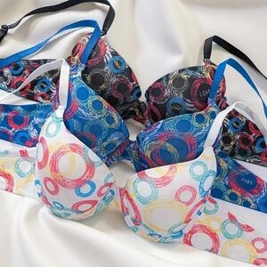 Colorful Circle Print Women's Bra Set